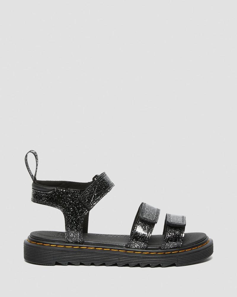 Kids' Dr Martens Junior Klaire Glitter Sandals Black | AU 718VRW